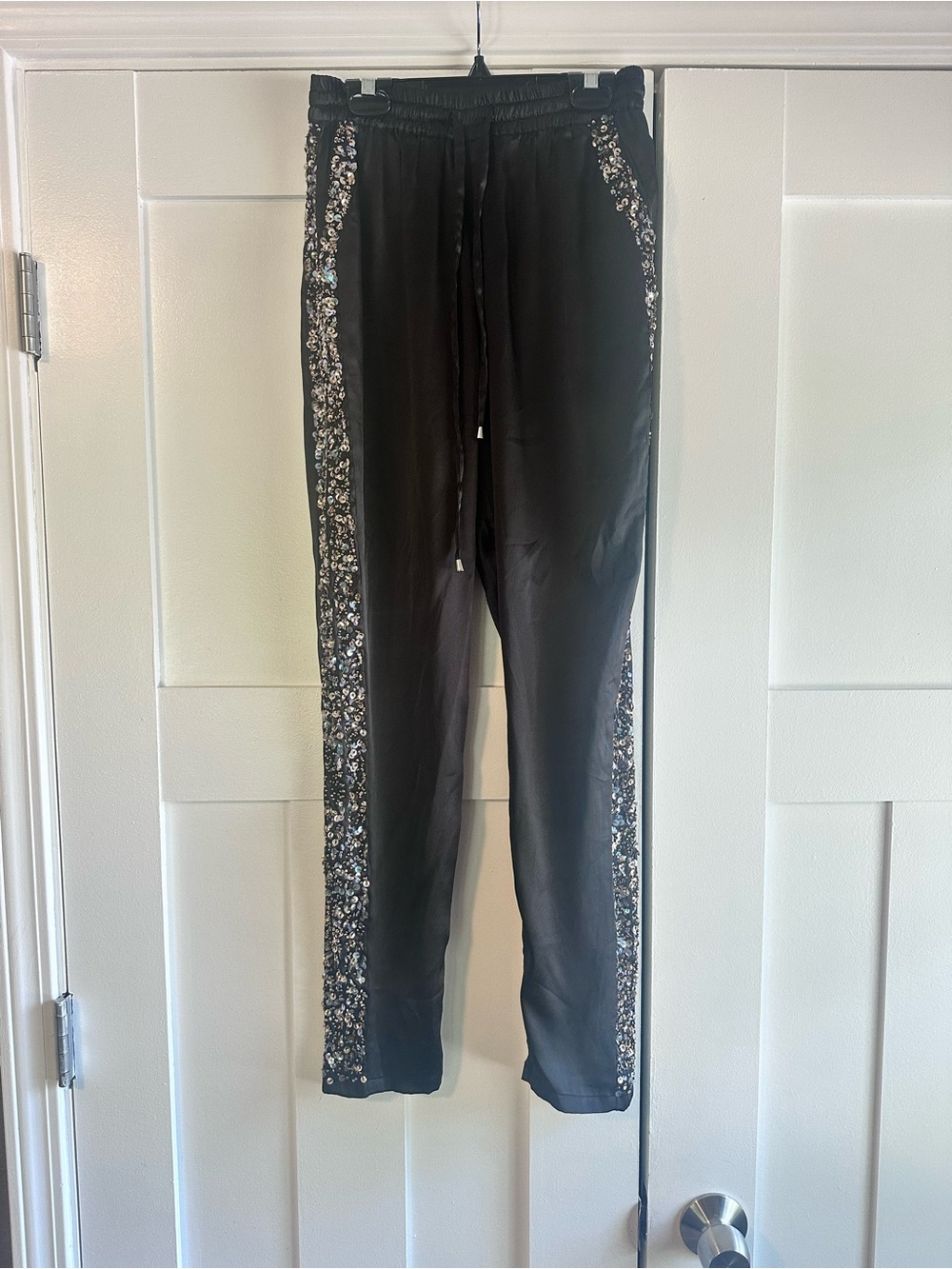 J. Jill Black Joggers with Sequin Side Stripes
